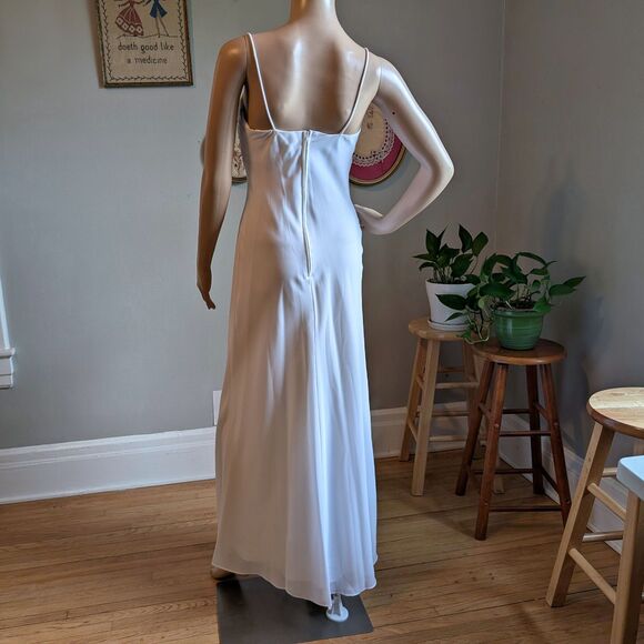 Vintage 90s White Gown Prom Dress Maxi Bridal Wedding Sequin Regency Empire JR 3 - Picture 3 of 11